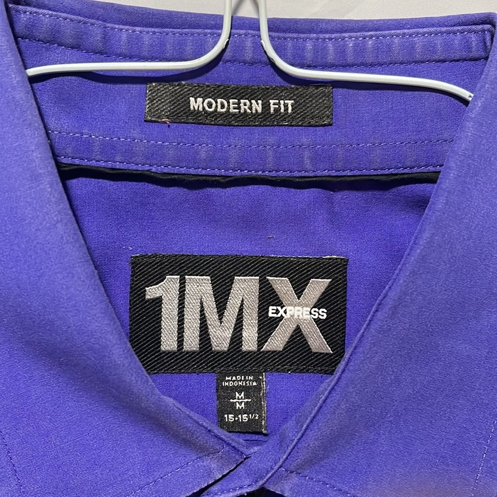 Express 1MX Modern men's button down dress shirt dark purple Size M - Picture 2 of 5